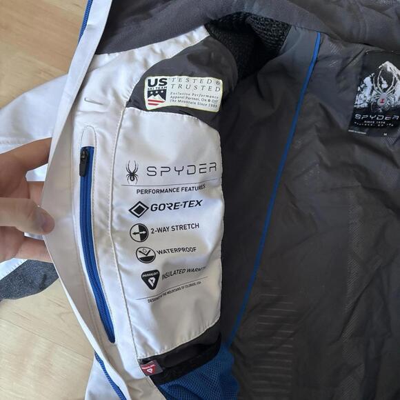 Spyder Goretex Waterproof Insulated White Gray Ski Jacket Sz M - Picture 6 of 8